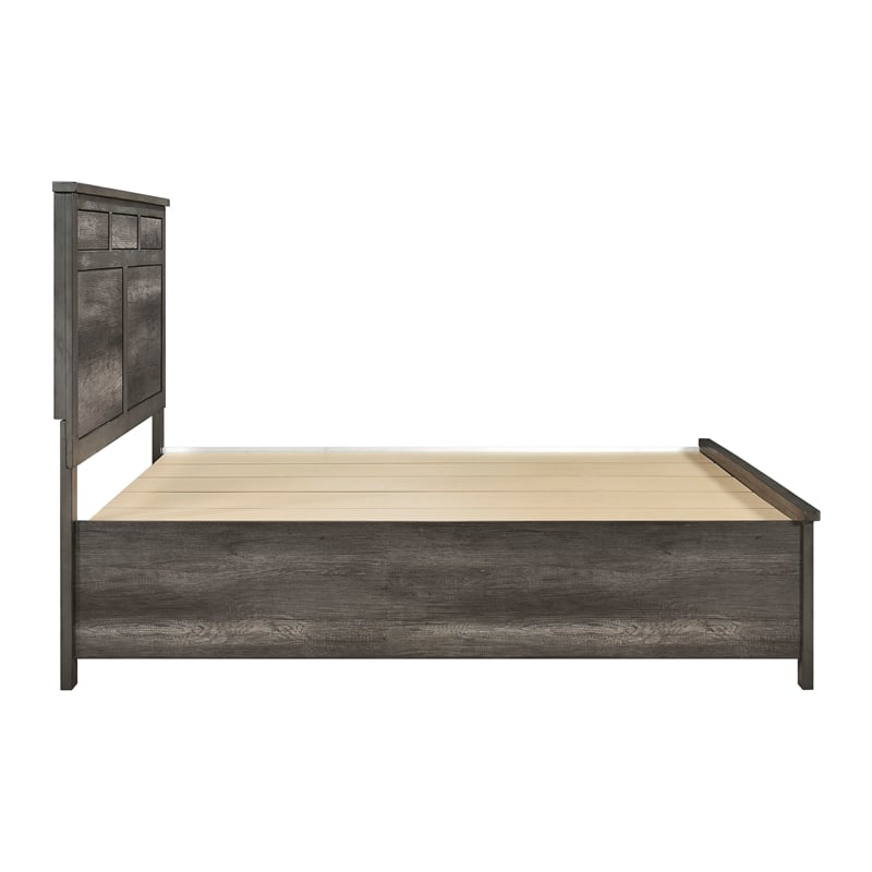 Pemberly Row Eastern King Platform Bed with Footboard Storage Drawers in Gray