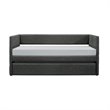 Pemberly Row Fabric Upholstered Twin Daybed with Pull-Out Trundle in Gray