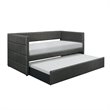 Pemberly Row Fabric Upholstered Twin Daybed with Pull-Out Trundle in Gray