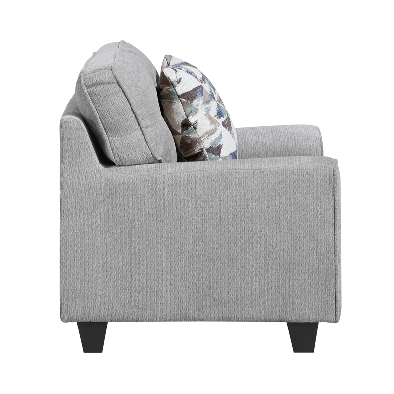 Pemberly Row Chenille Accent Chair with Decorative Pillow in Gray