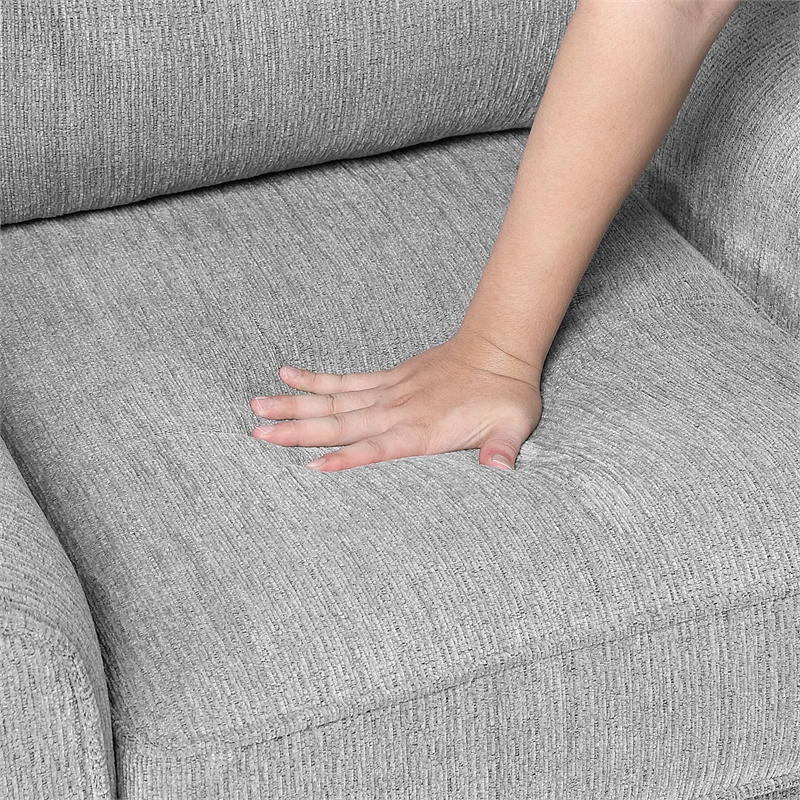 Pemberly Row Chenille Accent Chair with Decorative Pillow in Gray