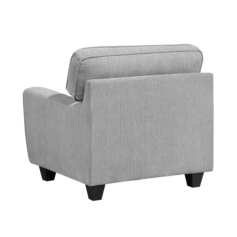 Pemberly Row Chenille Accent Chair with Decorative Pillow in Gray