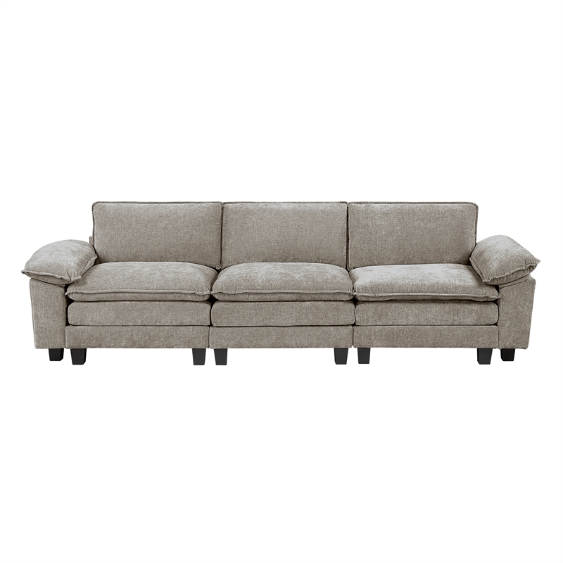 Pemberly Row Chenille Sofa with Reversible Loose Cushions in Dark Pewter