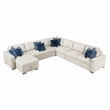 Pemberly Row Microfiber 5-Piece Modular Sectional with Storage Chaise in Beige
