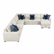 Pemberly Row Microfiber 5-Piece Modular Sectional with Storage Chaise in Beige
