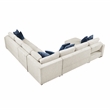 Pemberly Row Microfiber 5-Piece Modular Sectional with Storage Chaise in Beige