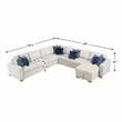 Pemberly Row Microfiber 5-Piece Modular Sectional with Storage Chaise in Beige