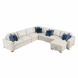 Pemberly Row Microfiber 5-Piece Modular Sectional with Storage Chaise in Beige