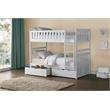 Pemberly Row Wood Twin-Over-Twin Bunk Bed with Storage Boxes in White