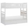 Pemberly Row Wood Twin-Over-Twin Bunk Bed with Storage Boxes in White