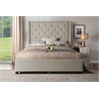 Pemberly Row Tufted Upholstered Queen Bed with Nailhead Trim in Beige