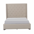 Pemberly Row Tufted Upholstered Queen Bed with Nailhead Trim in Beige