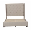 Pemberly Row Tufted Upholstered Queen Bed with Nailhead Trim in Beige