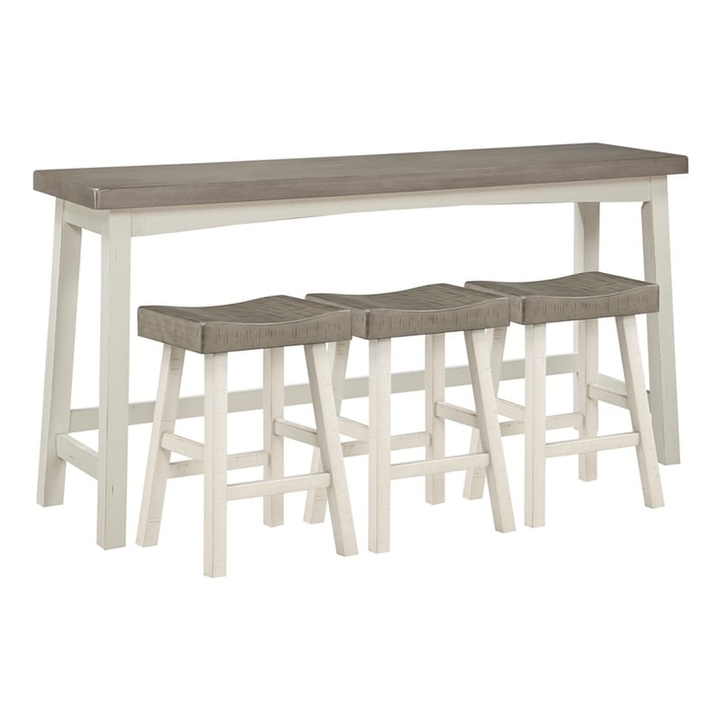 Pemberly Row 4-Piece Wood Counter Height Dining Set in White and Coffee