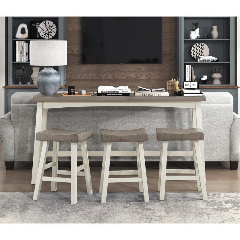 Pemberly Row 4-Piece Wood Counter Height Dining Set in White and Coffee