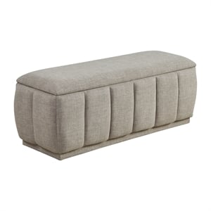 Pemberly Row Textured Fabric Lift-Top Storage Bench with Foam Cushion in Taupe