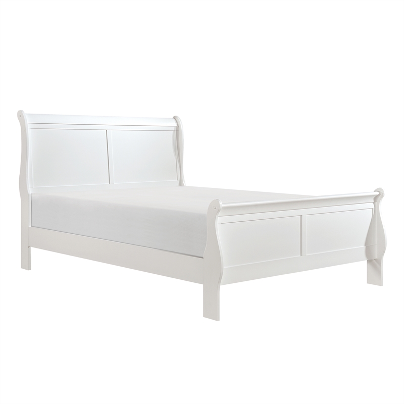 Pemberly Row Traditional Wood Eastern King Sleigh Bed in White