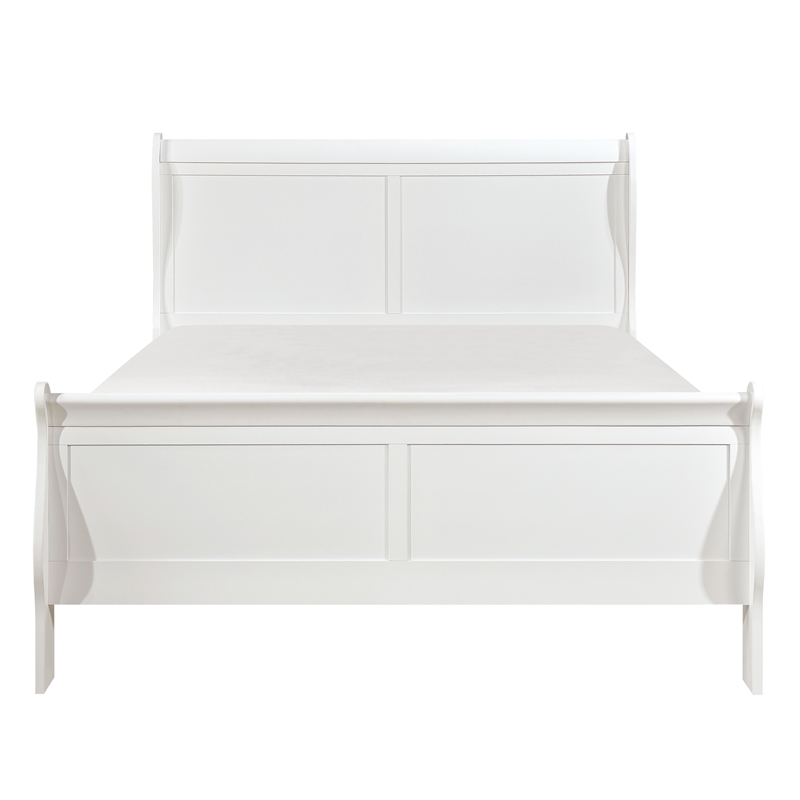 Pemberly Row Traditional Wood Eastern King Sleigh Bed in White