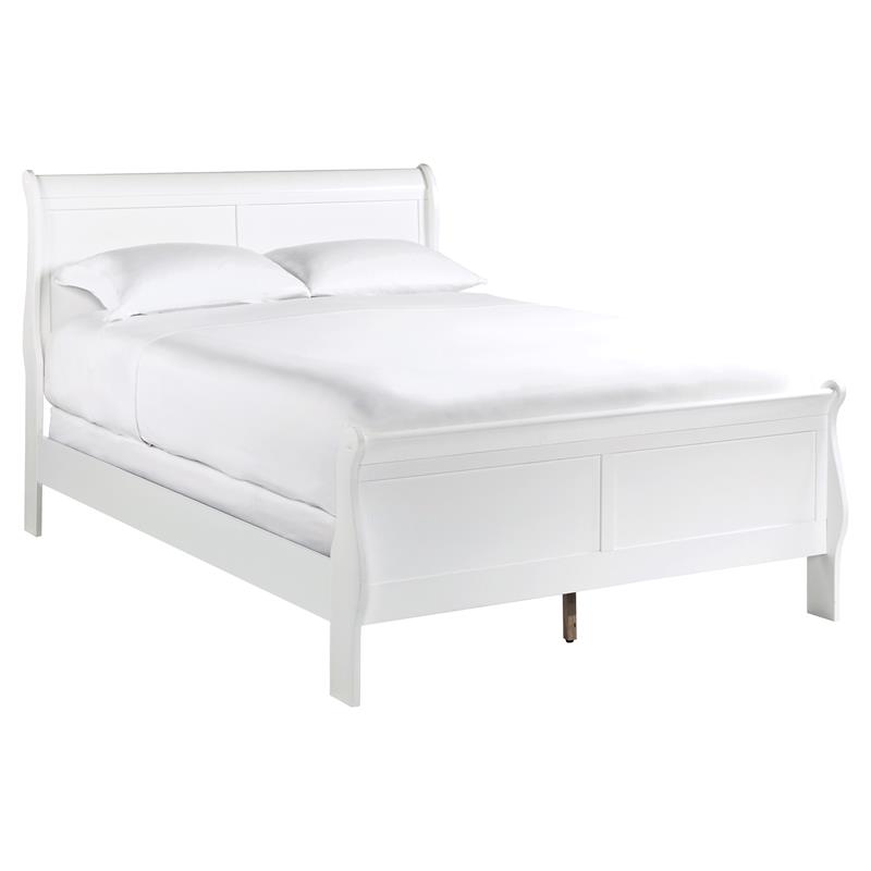 Pemberly Row Traditional Wood Eastern King Sleigh Bed in White