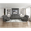 Pemberly Row Microfiber Rocker Reclining Chair with Tab Pull in Gray