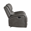 Pemberly Row Microfiber Rocker Reclining Chair with Tab Pull in Gray