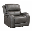 Pemberly Row Microfiber Rocker Reclining Chair with Tab Pull in Gray