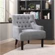Pemberly Row Chenille Tufted Accent Chair with Nailhead Trim in Gray