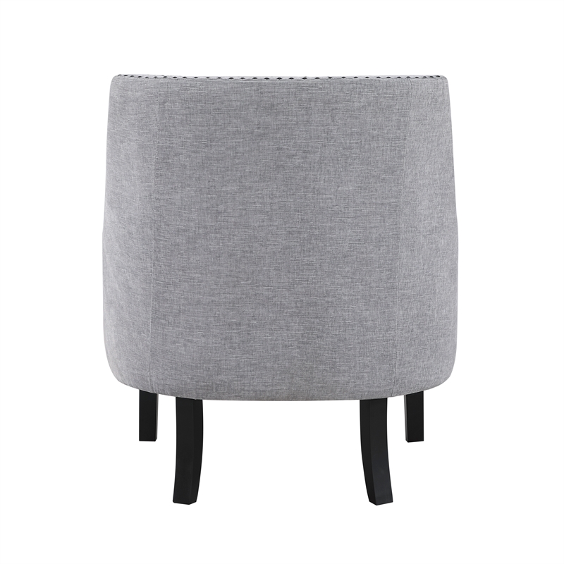 Pemberly Row Chenille Tufted Accent Chair with Nailhead Trim in Gray