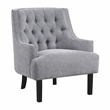Pemberly Row Chenille Tufted Accent Chair with Nailhead Trim in Gray