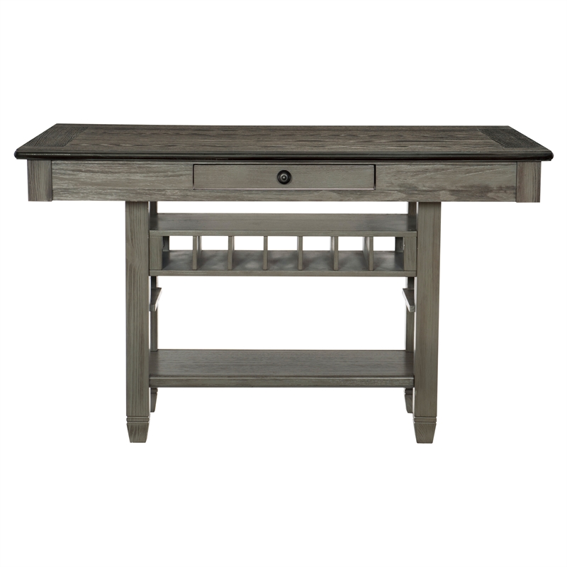 Pemberly Row Pine 5-Piece Counter Height Dining Set in Coffee and Antique Gray