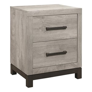 Pemberly Row 2-Drawer Nightstand with Metal Bar Hardware in Light Gray