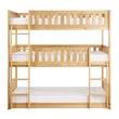 Pemberly Row Contemporary Wood and MDF Board Triple Bunk Bed in Natural Pine