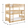 Pemberly Row Contemporary Wood and MDF Board Triple Bunk Bed in Natural Pine