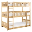 Pemberly Row Contemporary Wood and MDF Board Triple Bunk Bed in Natural Pine