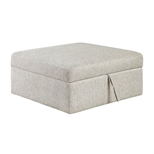 Pemberly Row Microfiber Storage Ottoman with Casters in Sage Sand