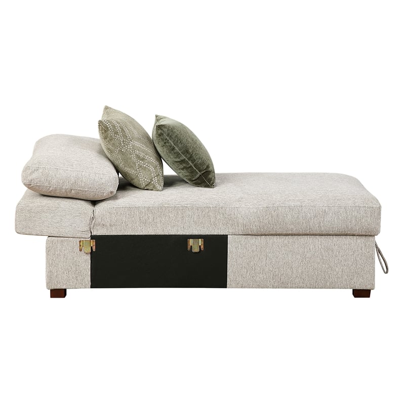 Pemberly Row Microfiber Armless Convertible Storage Chaise in Sage Sand