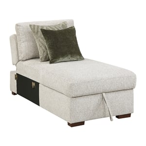 Pemberly Row Microfiber Armless Convertible Storage Chaise in Sage Sand