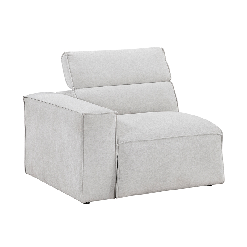 Pemberly Row Microfiber Power Left Side Reclining Chair in Light Gray