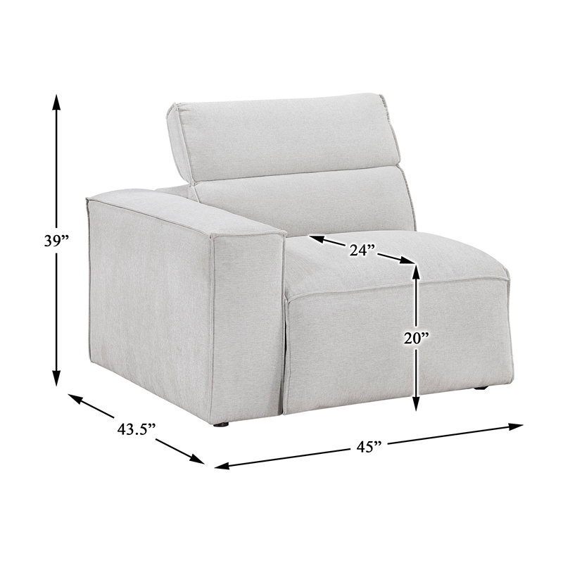 Pemberly Row Microfiber Power Left Side Reclining Chair in Light Gray
