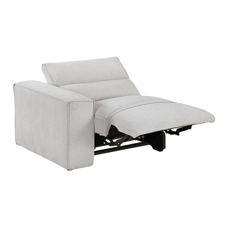 Pemberly Row Microfiber Power Left Side Reclining Chair in Light Gray