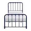 Pemberly Row Twin Metal Platform Bed with Rounded Profile in Navy Blue
