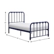 Pemberly Row Twin Metal Platform Bed with Rounded Profile in Navy Blue