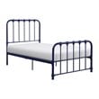 Pemberly Row Twin Metal Platform Bed with Rounded Profile in Navy Blue