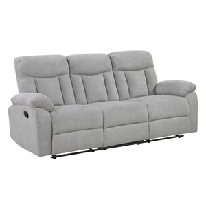 Pemberly Row Chenille Double Reclining Sofa with Tab Pull in Gray