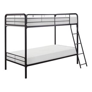 Pemberly Row 79&quot Contemporary Metal Twin Over Twin Bunk Bed in Dark Bronze