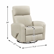 Pemberly Row Top Grain Leather Swivel Glider Reclining Chair in Beige