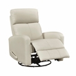 Pemberly Row Top Grain Leather Swivel Glider Reclining Chair in Beige