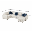 Pemberly Row Microfiber 4-Piece Sectional with Reversible Chaise in Beige