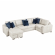 Pemberly Row Microfiber 4-Piece Sectional with Reversible Chaise in Beige