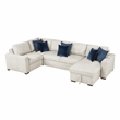 Pemberly Row Microfiber 4-Piece Sectional with Reversible Chaise in Beige